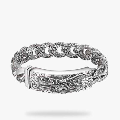 Un bracelet dragon homme avec une chaine en argent 925