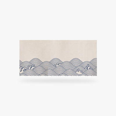 CE noren japonais blanc est un rideau japonais avec des formes de vagues japonaises