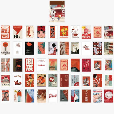 Ce lot de stickers Japonais s'inspire d'affiches japonaises Vintage. Les teintes du papier japonais Washi sont de couleur rouge