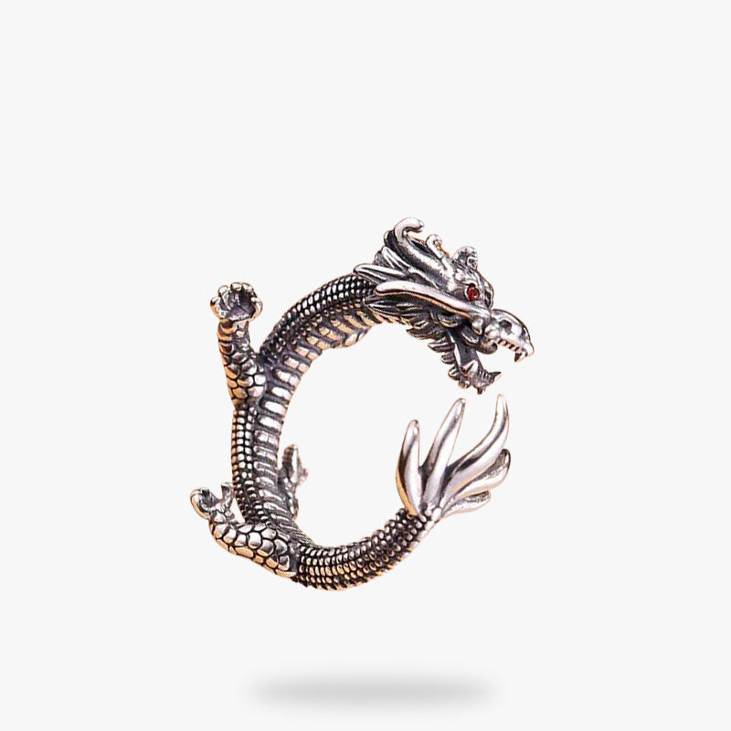 Cette bague acier dragon est en argent 925