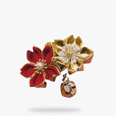 Deux bijous fleur Kanzashi en forme de sakura