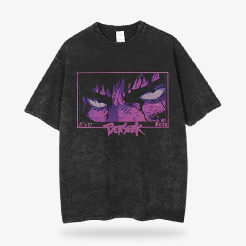 Ce t-shirt Berserk est imprimé avec les yeux du guerrier Guts