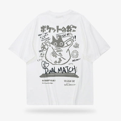 Cet habit japonais est un tee-shirt maneki neko de couleur blanche