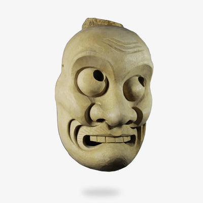 Ce masque japonais deco est un visage de vieil homme qui fait la grimace