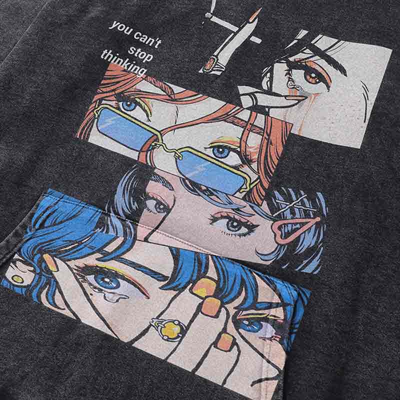 Un design d'animé imprimé sur le tissu d'un sweat Jap mangas